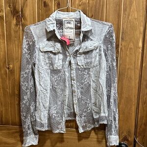 Vintage America Women's Sheer Gray Top